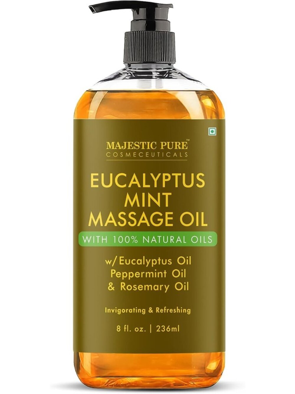 Cooling Eucalyptus Mint Massage Oil - Relaxing Aromatherapy Blend, 8 Fl Oz